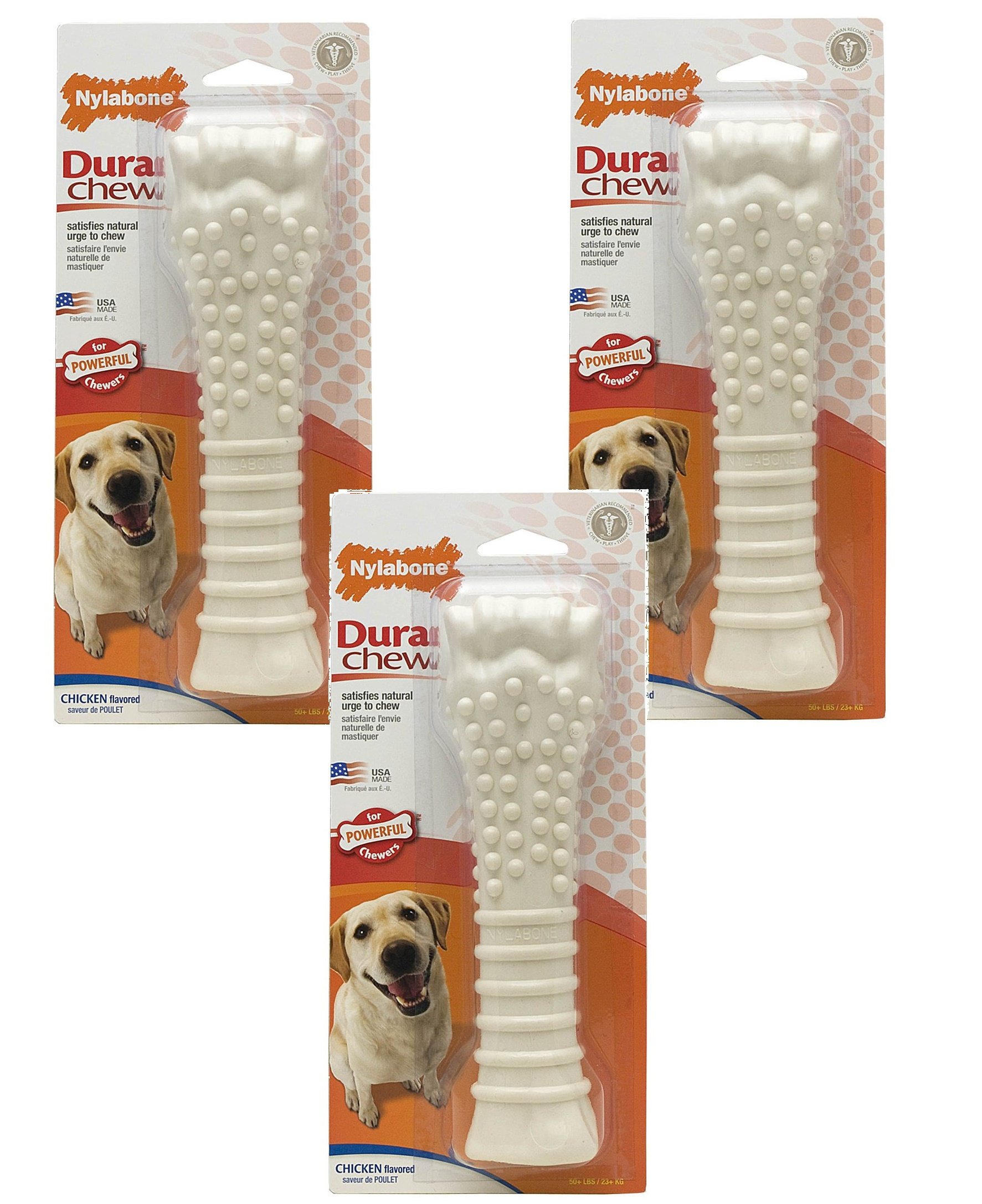 Nylabone (3 Pack) DuraChew Chicken Flavored Blister Card Durable Fun Dog Chew Toy