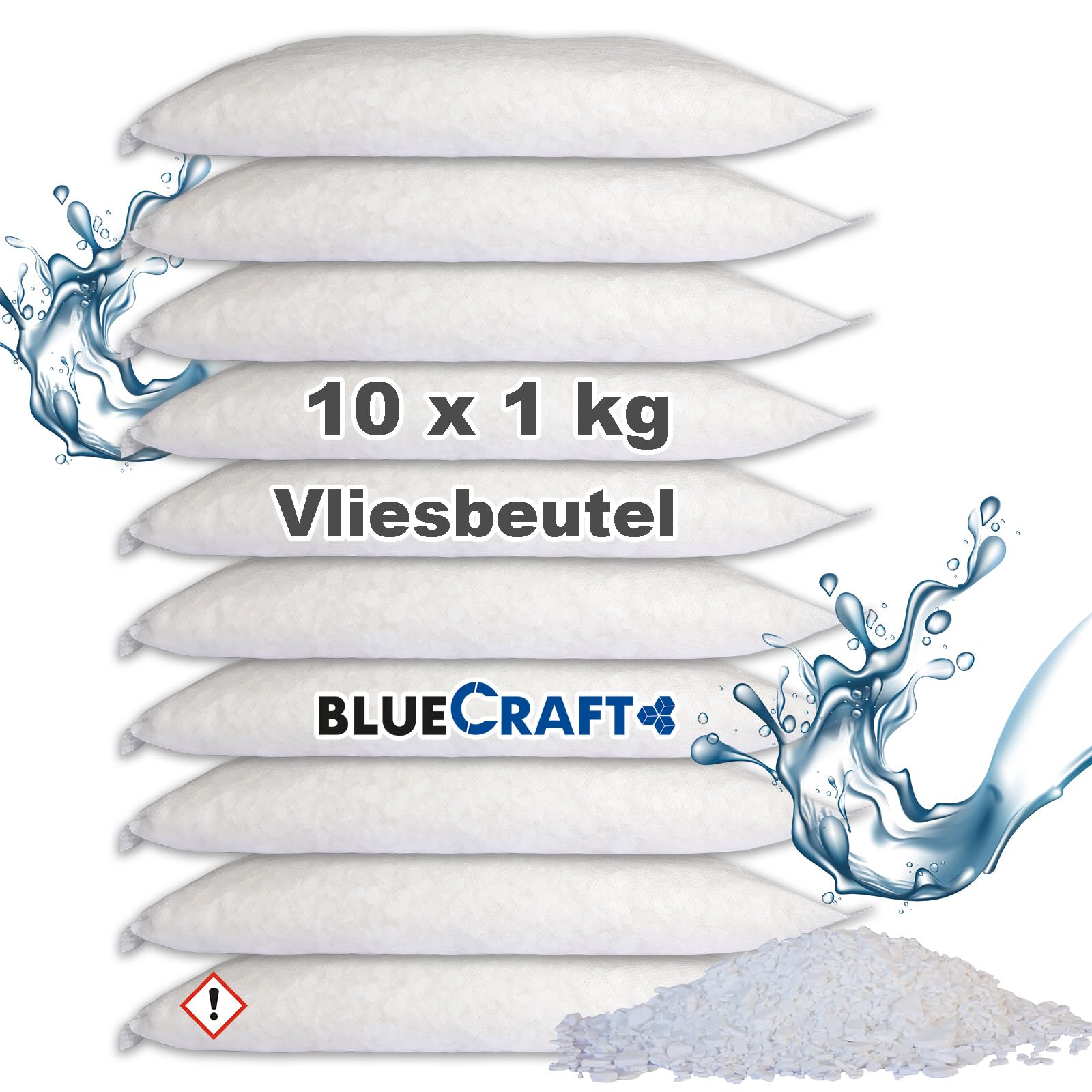 10x 1kg Luft-Entfeuchter Granulat Nachfüllpack im Vliesbeutel Raumentfeuchter ohne Strom 2,37€/1kg