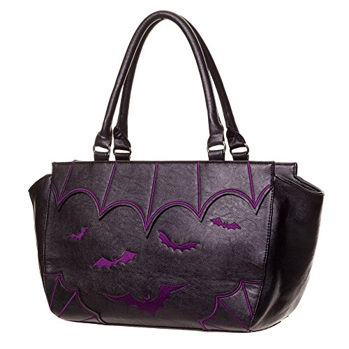Banned Damen Handtasche - Purple Bats Henkeltasche