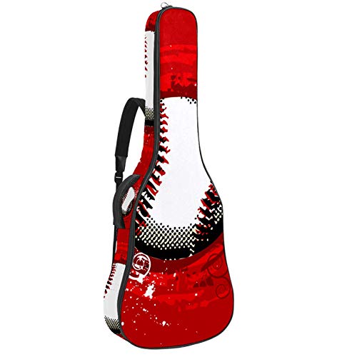 Gitarren-Gigbag, wasserdicht, Reißverschluss, weicher Gitarren-Rucksack, Bass, Akustik- und klassische Folk-Gitarre, E-Gitarre, Sport, Baseball, roter Hintergrund