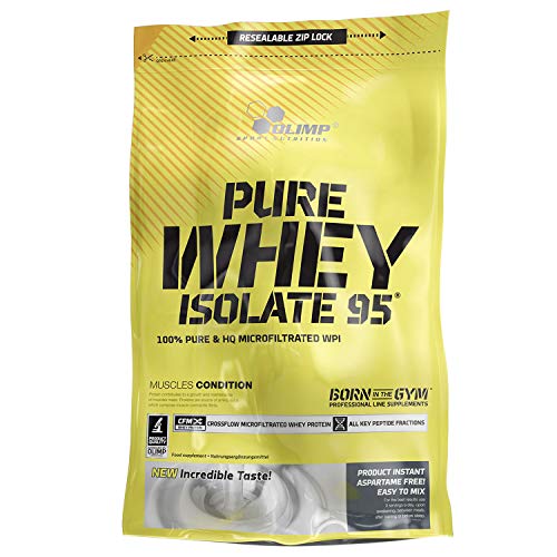 OLIMP Pure Whey Isolate 95 600g Schokolade Geschmack reines Wheyprotein-Isolat WPI ohne laktoseverzweigte Aminosäuren bcaa Muskelmasse Muskelprotein Nährstoff Muskulatur Regeneration Carving
