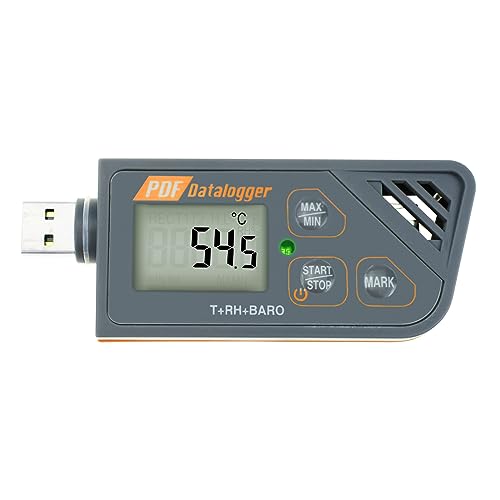 Digitale USB Datenlogger Feuchte/Temperatur/Druck Barometrische Daten Logger Messgerät, Plug & Play, generieren PDF & Excel, 6 Sprachen, pHa, inHg, ℉, ℃ und RH