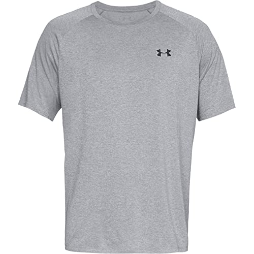 Under Armour UA Tech 2.0 Short Sleeve Tee, Light and Breathable Sports T-Shirt, Gym Clothes With Anti-Odour Technology Men, Grey (Steel Light Heather/Black (036)), XX-Large