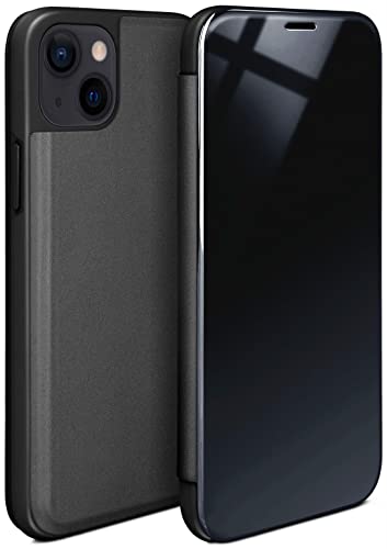 moex Dünne 360° Handyhülle passend für Apple iPhone 13 | Transparent bei eingeschaltetem Display - in Hochglanz Klavierlack Optik, Anthrazit