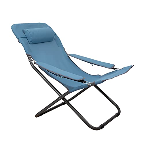 HOMECALL Folding Camping Chair with 2 x 1 Textilene and Adjustable Backrest - Blue
