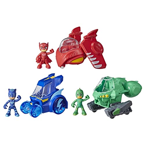 PJ Masks 3-in-1-Jet, Vorschulspielzeug, Set mit 3 Fahrzeugen und 3 Action-Figuren für Kinder ab 3 Jahren