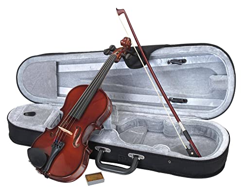 Classic Cantabile Student Violinenset 1/4 (Einsteiger/Schülerinstrument, Geige, Boden & Zargen aus Ahorn, Massive Fichtenholz Decke, Ahorn Steg, Inkl. Etui, Bogen und Kolofonium)