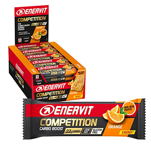 ENERVIT Competition Bar Energy Bar | Energie Riegel/Power Riegel Glutenfrei für Ausdauersport | Radfahren, Laufen, Triathlon | (Orange, Vorteilspack à 25x30g)