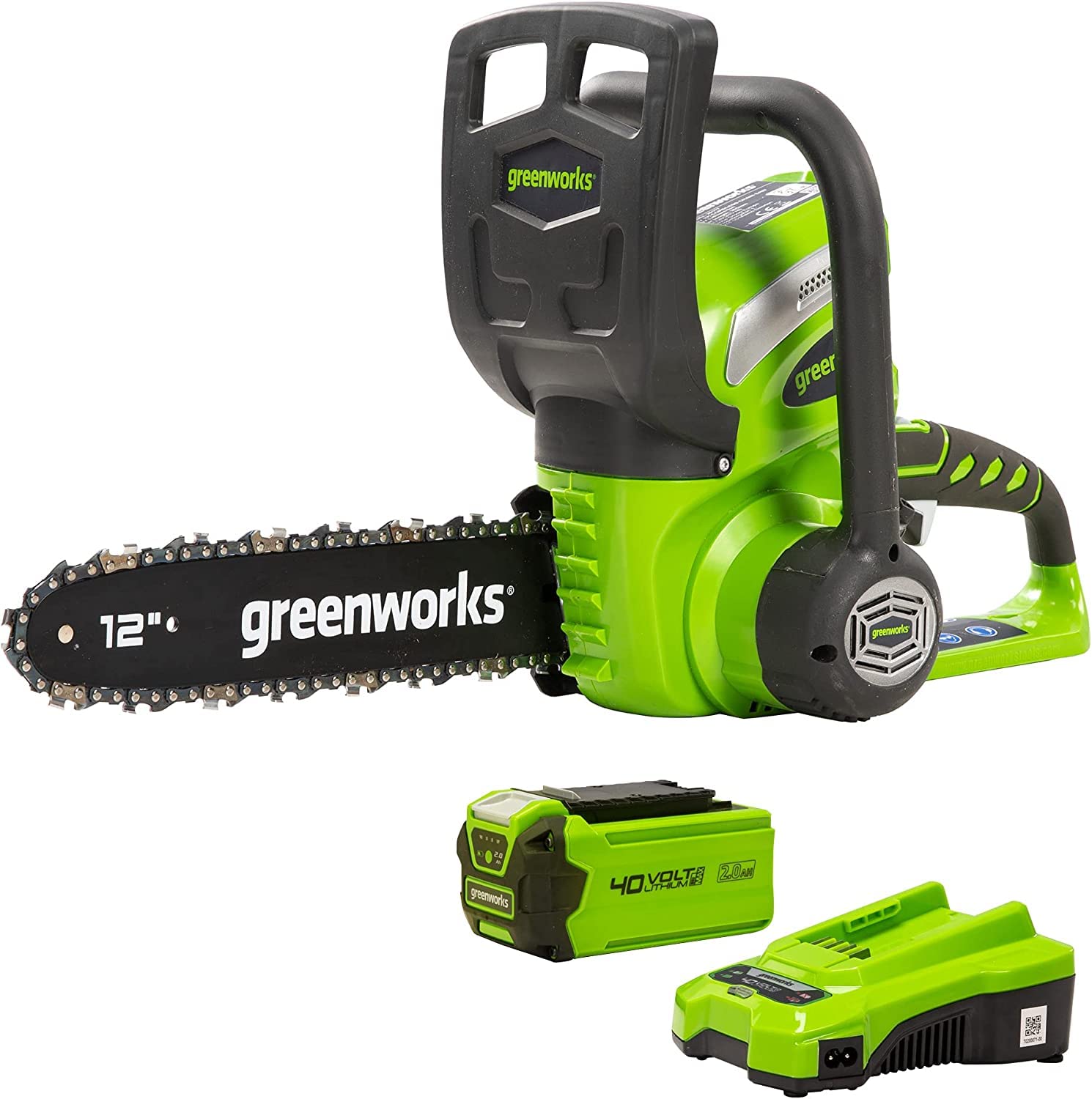 Greenworks G40CS30K2 Akku Kettensäge mit Akku und Ladegerät, 30 cm Blattlänge, 4,2 m/s Kettengeschwindigkeit, 3,7 kg, automatische Kettenschmierung, 40V 2Ah Akku, 3 Jahre Garantie