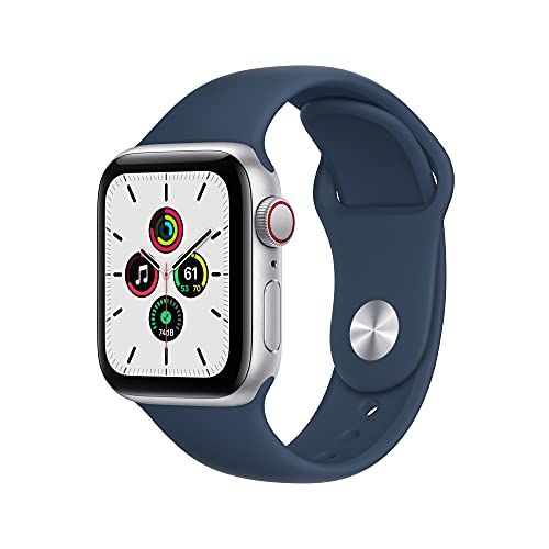 Apple Watch SE (GPS + Cellular, 40MM) - Aluminiumgehäuse Silber mit Sportarmband Abgrund Blau (Generalüberholt)