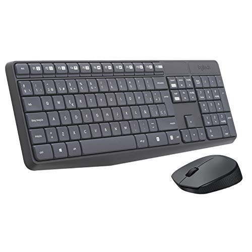 Logitech 920-007919 MK235 drahtlose Tastatur mit Maus Combo (QWERTY, spanisches Layout) schwarz