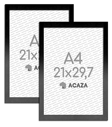 ACAZA 2er-Set Madison Fotorahmen - A4-Format - MDF-Holzrahmen - Schwarz