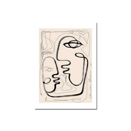 Leinwand-Malerei Nordic Abstrakte Geometrische Figuren Boho Beige Drucke Und Poster Linie Frau Wandkunst Bilder Raumdekor (Color : Z621 E, Size : 50x70cm no frame)