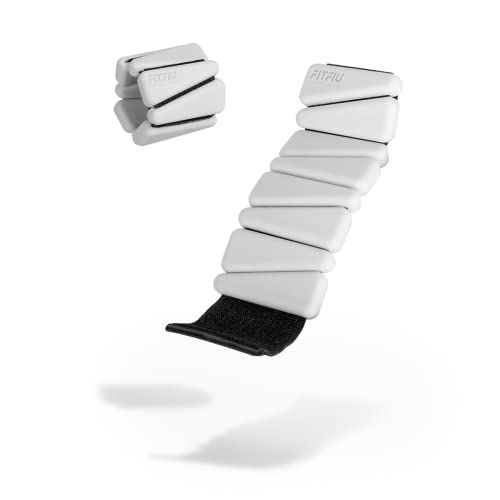 Fitfiu Fitness RECTANCULAR Wrist - Set aus 2 x 0,5kg Stahlgewichtsarmbändern aus weißem, weichem Silikon für zusätzlichen Widerstand an Hand- und Fußgelenk, Shapes COLLLECTION by Patry Jordan