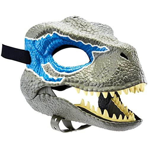 Katolang Dinosaurier-Kopf bedeckung, ausgefallene Tier Personal isierte Gesichts bedeckung Dekoration für Kleid-Maskerade, Latex-Kopf bedeckung Realistische Cosplay Requisiten Blau