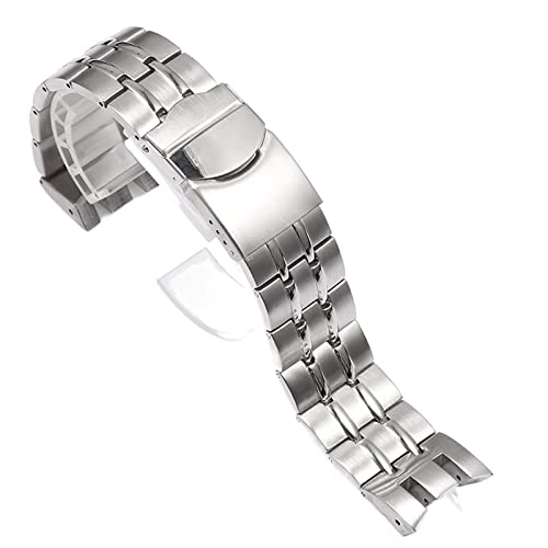 HHBYLEEE Klassisches 22 mm Edelstahl-Uhrenarmband für YRS403 412 402G Soild Herren-Uhrenarmband, Klappschließe/Farbe:silber, Größe:22 mm