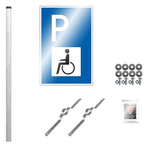 TMS PRO SHOP Parkplatzschild Komplett-Set VZ 1044-10, Behindertensymbol, refl. RA, 60 x 90 cm, Art.-Nr. 610562