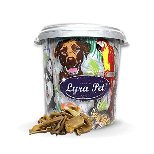 Lyra Pet® 5 kg Rinderkopfhaut Abschnitte 4 -8 cm Hundefutter in 30 L Tonne