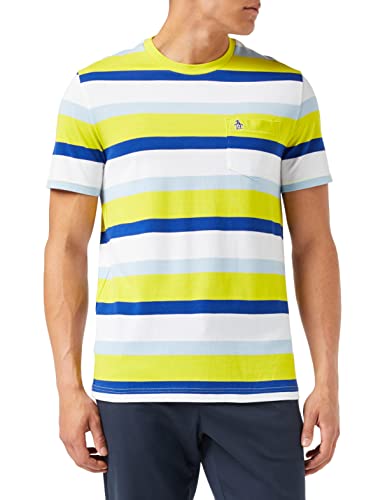 ORIGINAL PENGUIN Herren KNT Fash Tee Stripe W Pocket T-Shirt, Grüner Glanz, L