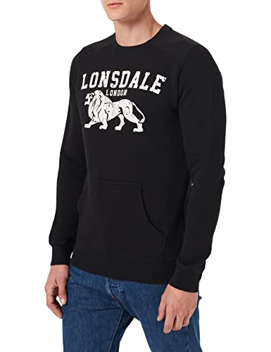 Lonsdale Men's KERSBROOK Sweatshirt, Black/Ecru, M
