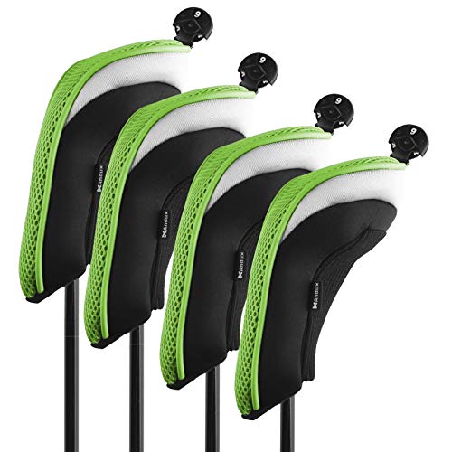 Andux Golf Hybrid Schläger Kopfhauben 4er-Set mit austauschbarer Nr. Tag Grün