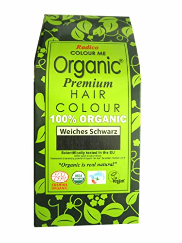 Radico Colour Me | Organic Pflanzenhaarfarbe | Weiches Schwarz | Aus ayurvedischen Kräutern | Frei von Amoniak & Wasserstoffperoxid | Auch für graues Haar | 400 g