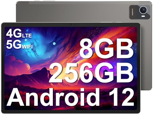 jumper Android 12 Tablet 10.5 Zoll, 8GB RAM 256GB ROM Octa-Core T616 Tablets, Double SIM, 4G LTE, 5G/2.4G WiFi, 4 Lautsprecher, 1920x1200 IPS FHD, Kamera 13MP, Type-C, BT5, 7000mAh, 2023