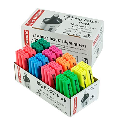 Textmarker - STABILO BOSS ORIGINAL - 48er Pack - mit 8 verschiedenen Farben