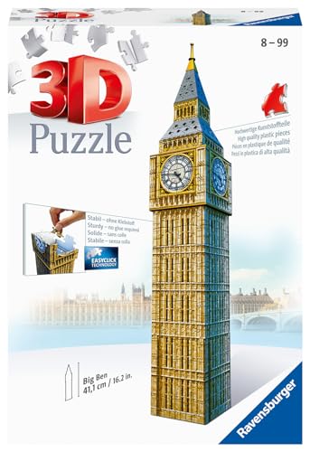 Ravensburger 3D Puzzle 12554 - Big Ben - Londoner Sehenswürdigkeit im Miniatur-Format mit 216 Teilen, 3D Puzzle für Erwachsene und Kinder ab 8 Jahren