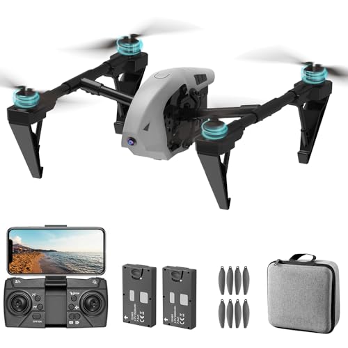 OBEST Drohne mit 4K-Kamera, FPV klappbares Vierachsflugzeug, optische Stream-Positionierung, bürstenloser Motor, für Einsteiger geeignet, 2 Batterien