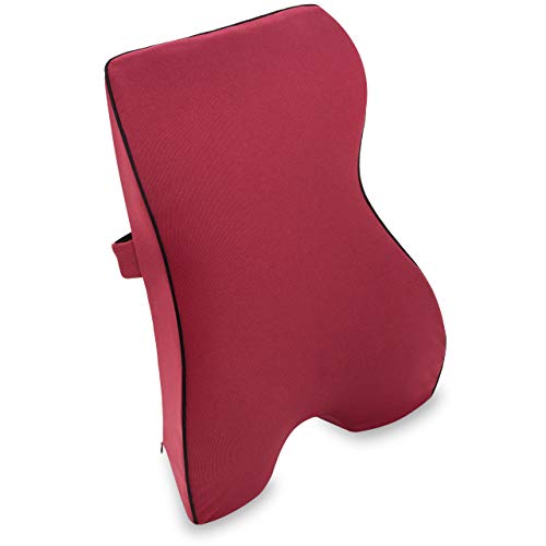 Vitabo Rückenkissen mit Memory-Funktion – ergonomisches Lendenkissen I Lordosenstütze Rückenstütze für Büro Auto (Rot)