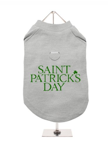 UrbanPup Hunde-T-Shirt mit Geschirr ''St. Patricks Day'', Grau/Grün