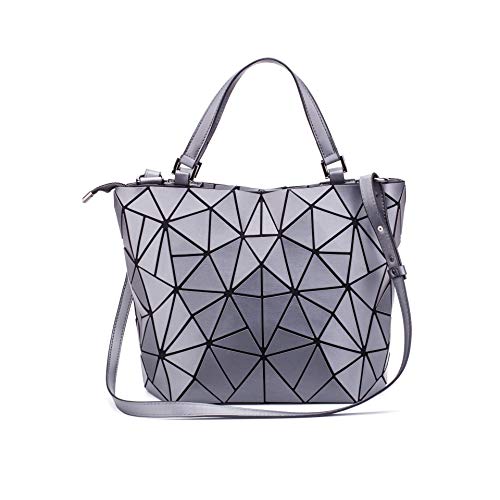Luxuriöse geometrische Tragetasche für Damen, koreanischer Stil, lässige Einkaufstasche für Damen, Grau (dunkelgrau), Medium