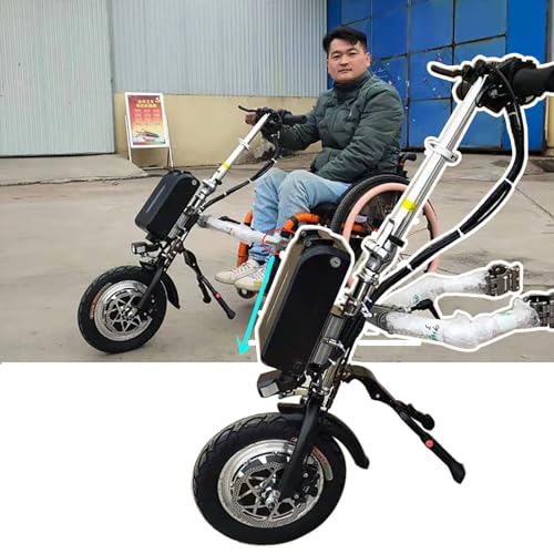 500-W-Rollstuhlzuggerät, elektrischer Handbike-Rollstuhlaufsatz, mit Frontlicht, Stoßdämpfersystem, Hochtöner, 48-V-15-Ah-/17-Ah-Akku, 3 Geschwindigkeiten, Reichweite 60/70 km,B15Ah