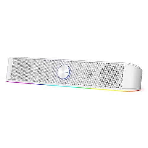 Redragon GS560 Adiemus RGB Desktop-Soundbar, 2.0-Kanal-Computerlautsprecher mit dynamischer Lichtleiste Audio-Light-Sync/Display, Touch-Control-Hintergrundbeleuchtung mit Lautstärkeregler, USB Kabl