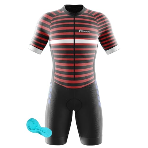 Herren Fahrradbekleidung Set, 3D-gepolsterter, 2024 Atmungsaktiver, Schnell Trocknender Triathlon-Anzug – Kurzarm Duathlon Laufen Schwimmen Fahrradfahren Skinsuit (5,XS)