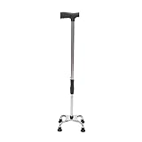 Quad Cane, verstellbarer Gehstock mit 4 Fuß Anti-Rutsch-Stahlrohr Flexibler Gehstock-Assistent für Senioren mit Behinderungen 27,6~33,5 Zoll