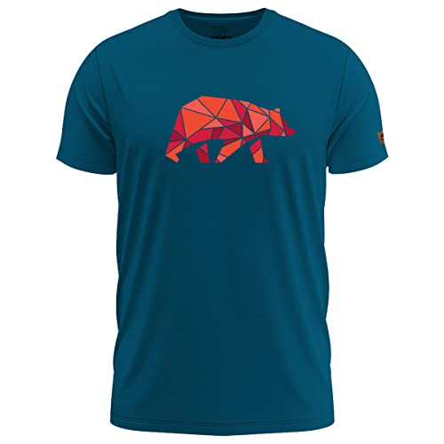 FORSBERG Espenson T-Shirt mit stylischem Bär Brustlogo Rundhals für Herren schwarz, Farbe:blau, Größe:4XL