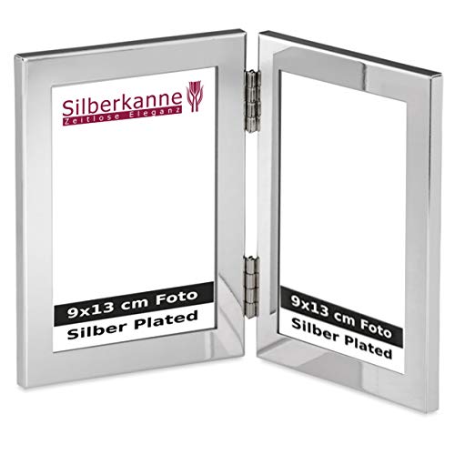 silberkanne Doppel-Bilderrahmen Portraitrahmen 2X 6x9 cm Foto Silber Plated versilbert in Premium Verarbeitung