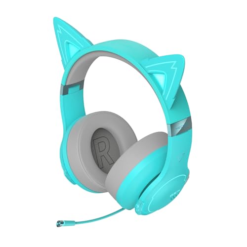 Edifier G5BT Gaming Bluetooth Kopfhörer mit niedriger Latenz, Katzenstil, Türkis