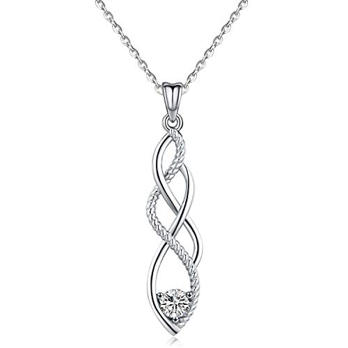 Celtic Knot Frauen Halskette Sterling Silber, viel Glück Irish Anhänger Schmuck mit glänzendem Zirkon, hypoallergene Mode Love Knot Infinity Twist Halskette Schmuck Geschenk für Frauen Mädchen