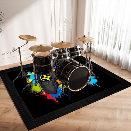 ZHXQ 120 x 100 cm Schlagzeugteppich, Drum Teppich, elektronisches Jazz Schlagzeug Kit für Bass Drum Snare Drum und andere Instrumente tolles Geschenk für Schlagzeuger- rutschfeste Unterseite