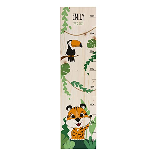Striefchen® Messlatte für Kinder mit Namen aus Holz für Kinderzimmer mit niedlichen Motiven Messleiste Tiger