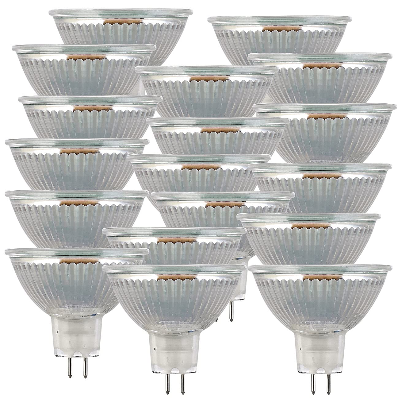 Luminea LED-Lampen Gu5.3: 18er-Set LED-Spots mit Glasgehäuse GU5.3, 3 W, 250 lm (LED-Leuchtmittel Gu5 3 230V, LED-Lampen Gu5.3 warmweiss, Deckenlampe)