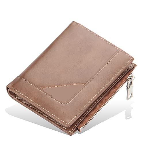 TYNXK Brieftasche Männer Leder Männer Brieftaschen Geldbeutel kurz männliche Kupplung Leder Brieftasche Geldbeutel Portemonnaie (Color : Brown)