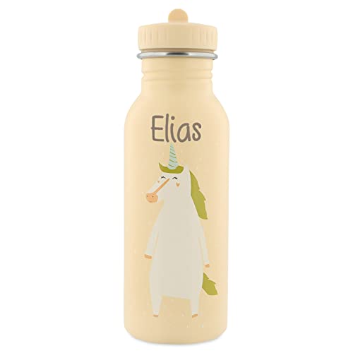 Personalisierte Trinkflasche aus Edelstahl von Trixie Baby Gravur des Namens (500 ml, Einhorn)