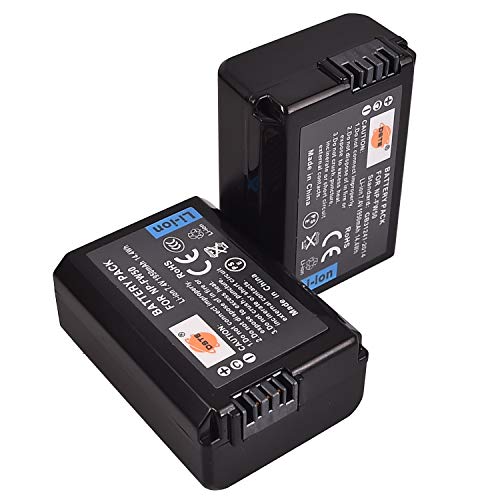 DSTE 2-Pack Ersatz Batterie Akku Kompatibel für NP-FW50 und Sony ZV-E10 RX10 IV Alpha 7(a7)/7R(a7R)/7S(a7S),a3000,a5000,a6000,NEX-3/5//6/7/C3/F3,DSC-RX10,SLT-A33/A35/A37/A55V