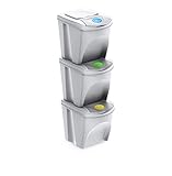 Mülltonne Sorti Box Sortibox Mülleimer Mülltrennsystem Abfall Segregation Müllsäcke Abfallbehälter Recycling Müllsortierer (3 x 25 L, Weiß)