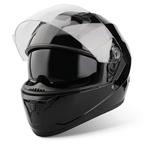 VINZ Kennet Integralhelm mit Sonnenblende | Motorrad Helm Vollvisierhelm Mopedhelm | Motorradhelm Full-Face Helme | für Damen & Herren | In Gr. XS-XL - Schwarz