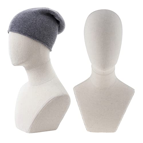 53,3 cm Segeltuch-Schaufensterpuppenkopf für Display-Hüte, Perücke, Schals, Kopftücher, Halskette, Schmuck, einführbare Nadelschaumstoff-Modellkopf